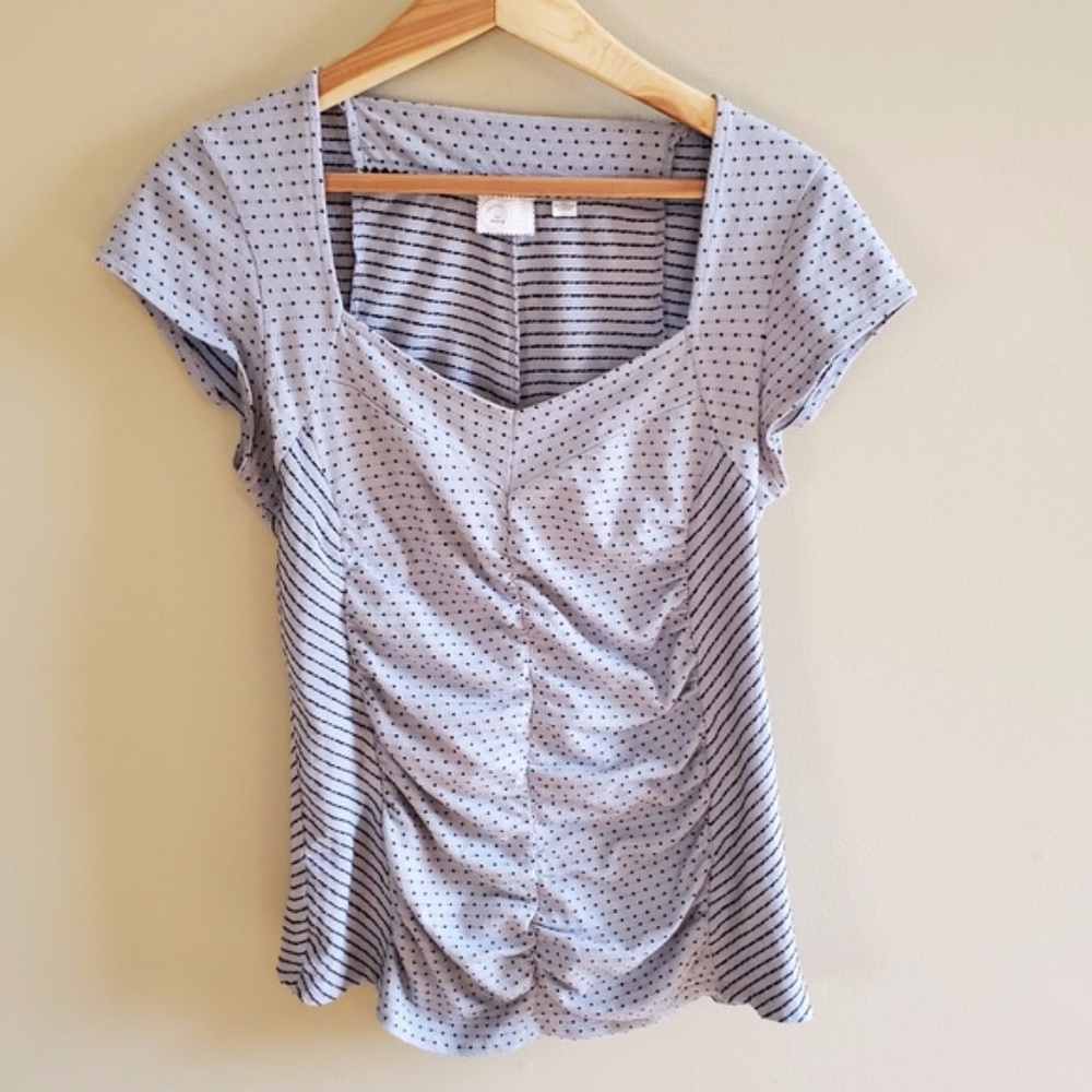 Anthropologie ruched gray top sz M